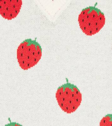 Strawberry jacquard cotton sweater vest | Mini Rodini
