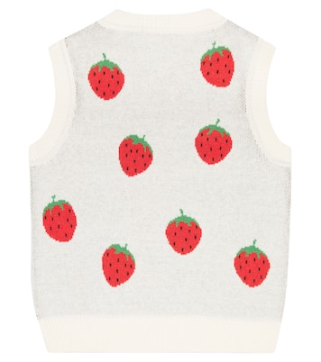 Strawberry jacquard cotton sweater vest | Mini Rodini