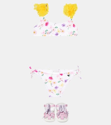 Floral ruffle-trimmed bikini | Monnalisa