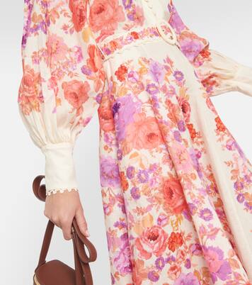 Robe midi Raie en lin à fleurs | Zimmermann