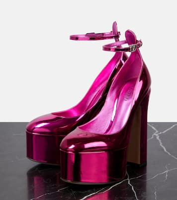 Plateau-Pumps Tan-Go 155 aus Metallic-Leder | Valentino Garavani