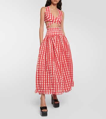 Vichy gingham cutout crop top | Alaïa