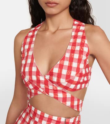 Vichy gingham cutout crop top | Alaïa