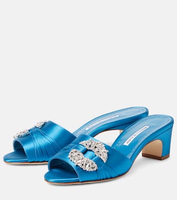 Verzierte Pantoletten Prinap 50 aus Satin | Manolo Blahnik