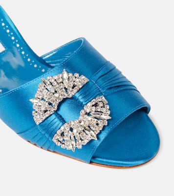 Verzierte Pantoletten Prinap 50 aus Satin | Manolo Blahnik