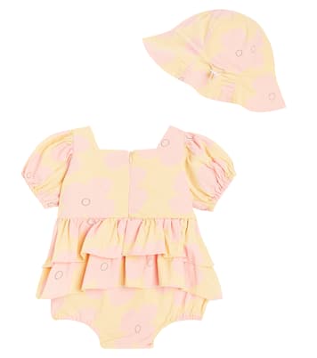 Baby printed cotton playsuit and hat set | Jellymallow