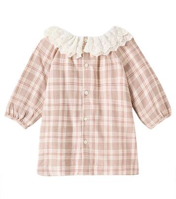 Baby Flavili lace-trimmed checked dress | Bonpoint