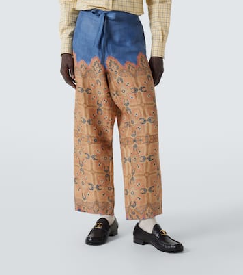 Printed linen wide-leg pants | Valentino