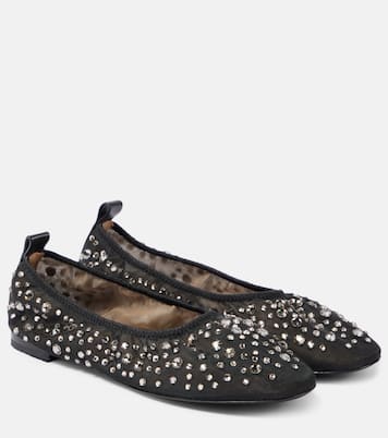 Crystal-embellished mesh ballet flats | Tory Burch