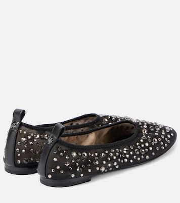 Crystal-embellished mesh ballet flats | Tory Burch