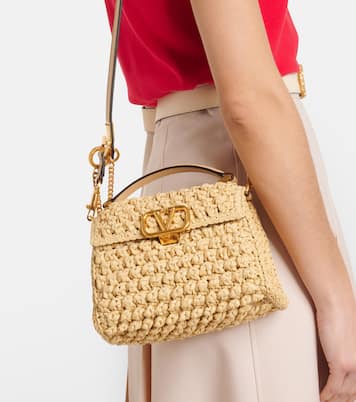 VSling Mini raffia-effect tote bag | Valentino Garavani