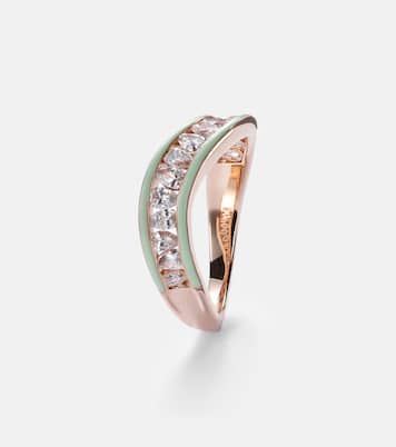 Bague en or rose 18 ct, émail et diamants | Kamyen