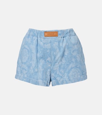 Barocco denim chambray shorts | Versace