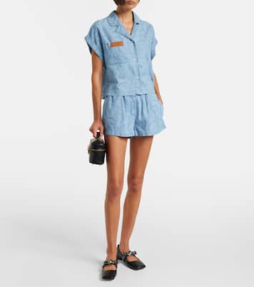 Barocco denim chambray shorts | Versace