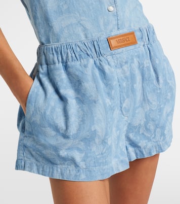 Barocco denim chambray shorts | Versace
