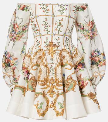 Robe bustier en lin et soie à fleurs | Camilla