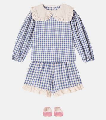 Belen gingham cotton flannel blouse | Cozmo