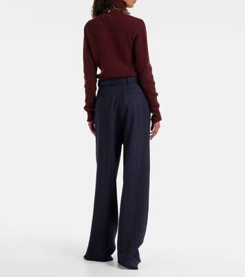 Pantalones anchos de lana con cinturón | Dries Van Noten