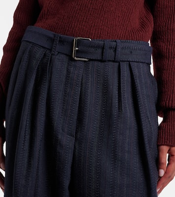 Pantalones anchos de lana con cinturón | Dries Van Noten