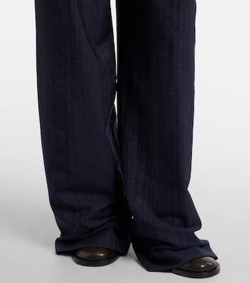 Pantalones anchos de lana con cinturón | Dries Van Noten