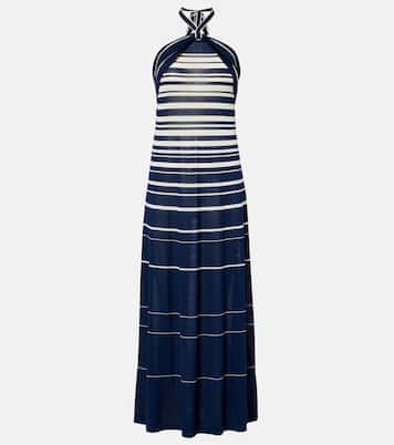 Abito lungo Axel in misto cotone a righe con scollo all’americana | Faithfull