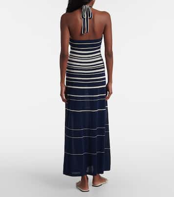 Abito lungo Axel in misto cotone a righe con scollo all’americana | Faithfull