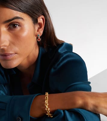 Doublet 18kt gold drop earrings with gemstones | Suzanne Kalan