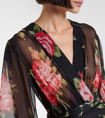 Robe midi en soie à fleurs | Dolce&Gabbana