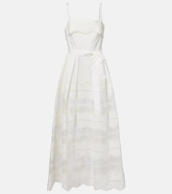 Belted organza-trimmed cotton maxi dress | Elie Saab