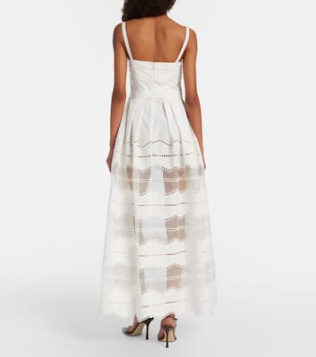 Belted organza-trimmed cotton maxi dress | Elie Saab