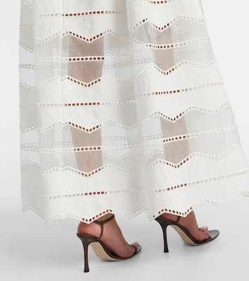 Belted organza-trimmed cotton maxi dress | Elie Saab