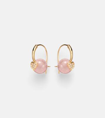 14kt gold (585/1000) earrings with diamonds and morganites | Sydney Evan