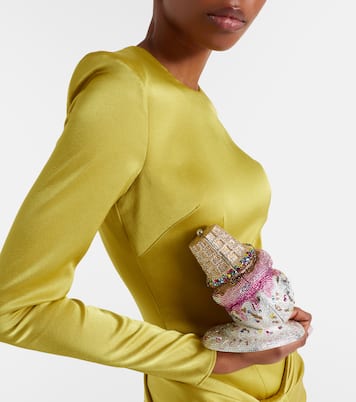 Upside Down Cone Oops embellished clutch | Judith Leiber Couture