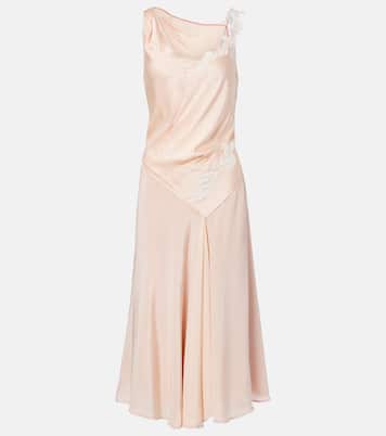 Lace-trimmed crêpe satin midi dress | Victoria Beckham