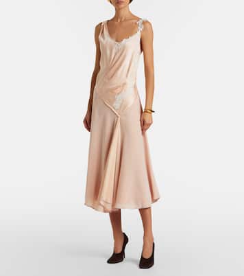 Lace-trimmed crêpe satin midi dress | Victoria Beckham