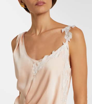 Lace-trimmed crêpe satin midi dress | Victoria Beckham