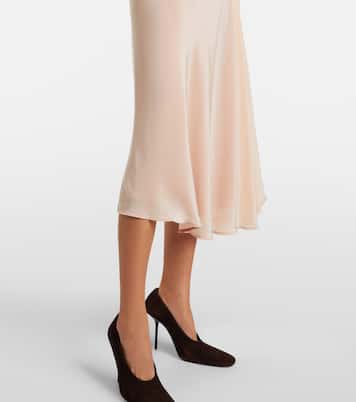 Lace-trimmed crêpe satin midi dress | Victoria Beckham