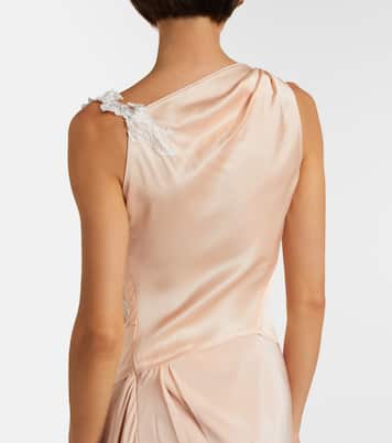 Lace-trimmed crêpe satin midi dress | Victoria Beckham