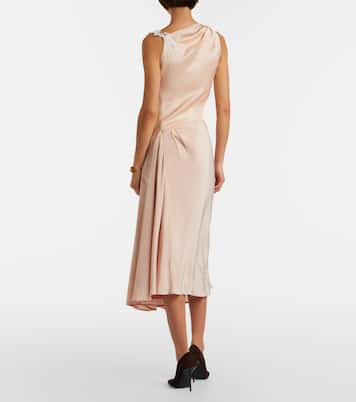 Lace-trimmed crêpe satin midi dress | Victoria Beckham