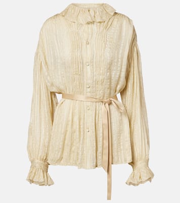 Pleated silk-blend blouse | Xu Zhi