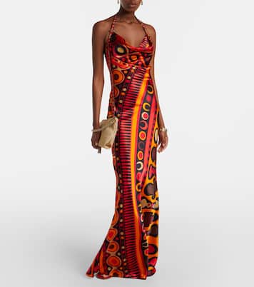 Soleil open-back satin maxi dress | Pucci