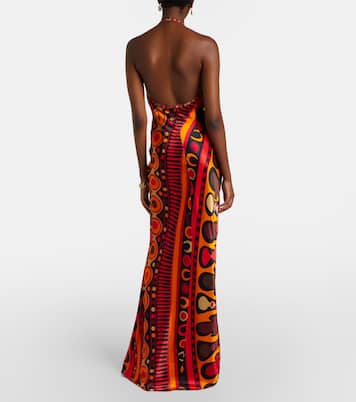Soleil open-back satin maxi dress | Pucci