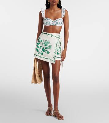 Paréo Luna en lin à fleurs | Agua by Agua Bendita