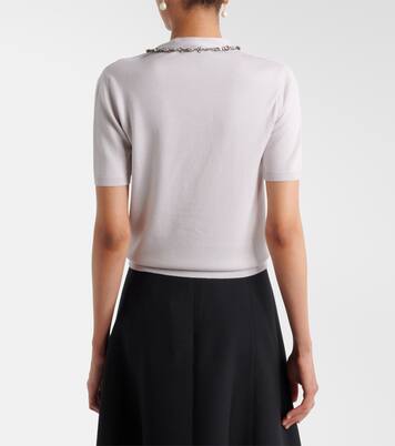 Embellished tie-neck virgin wool sweater | Valentino