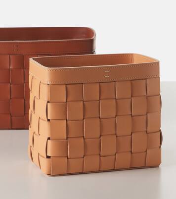 Mondina Small woven leather basket | Giobagnara