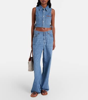 Chambray wide-leg pants | Miu Miu