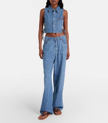 Chambray wide-leg pants | Miu Miu