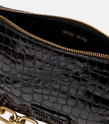 Croc-effect leather shoulder bag | Miu Miu