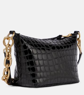 Croc-effect leather shoulder bag | Miu Miu