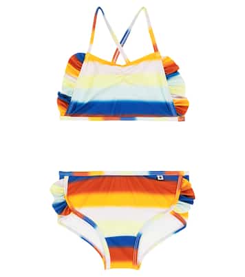 Nanda ruffle-trimmed striped bikini | Molo